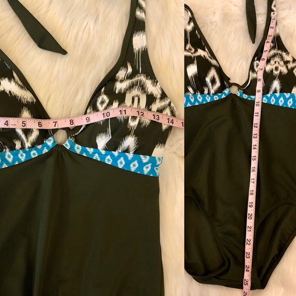 ✅ SOLD! Merona Olive Green Tie Neck One Piece - Picture 8 of 10